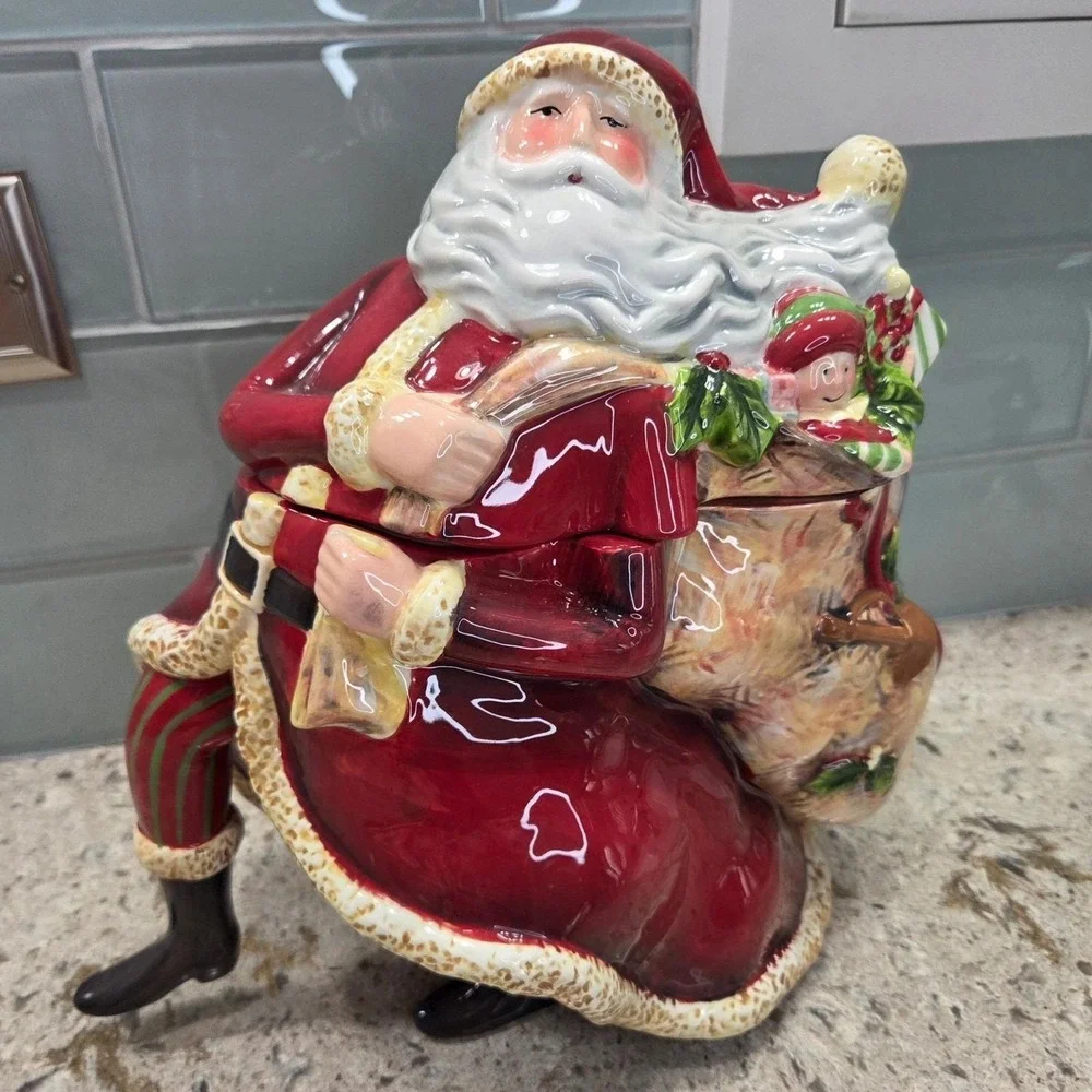 Certified International Enchanted Santa Cookie Jar Susan Winget Christmas Decor